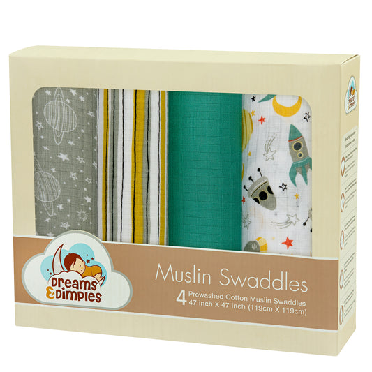 Muslin Swaddles - Pack of 4's - Gimme Some Space