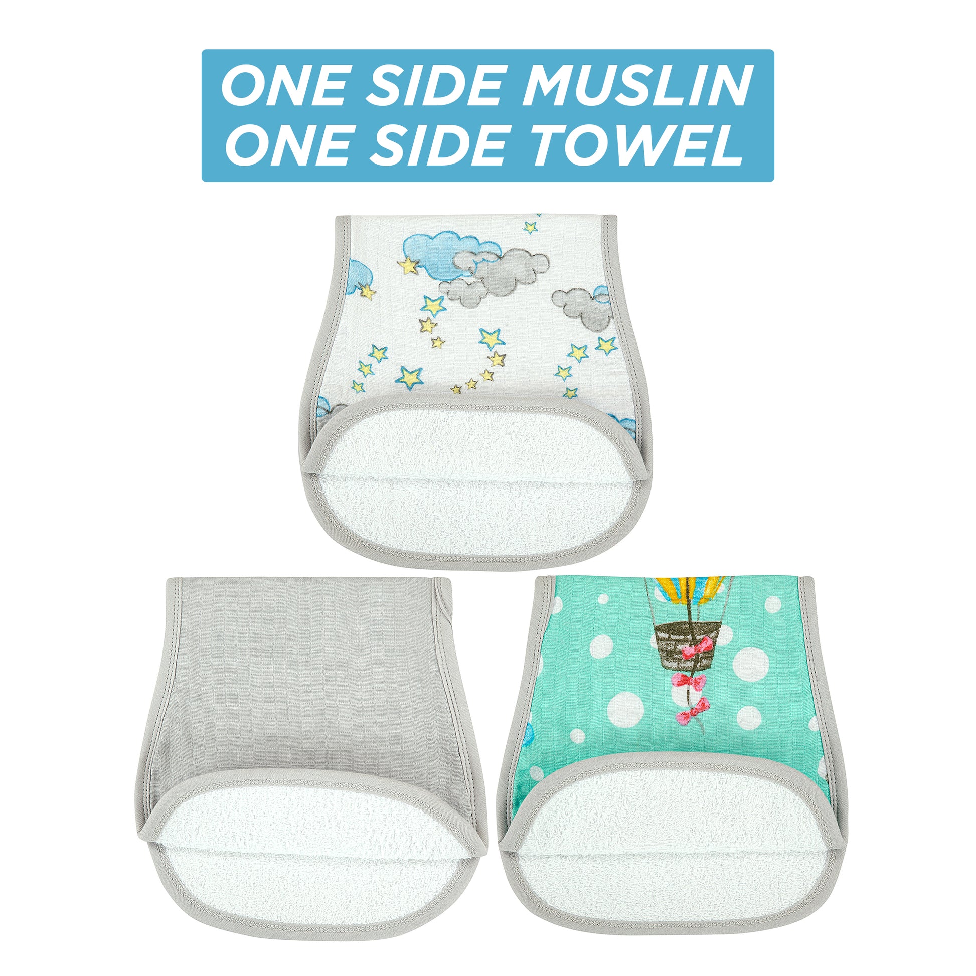 Burp Cloths - Pack of 3s - Dream World - Dreams & Dimples