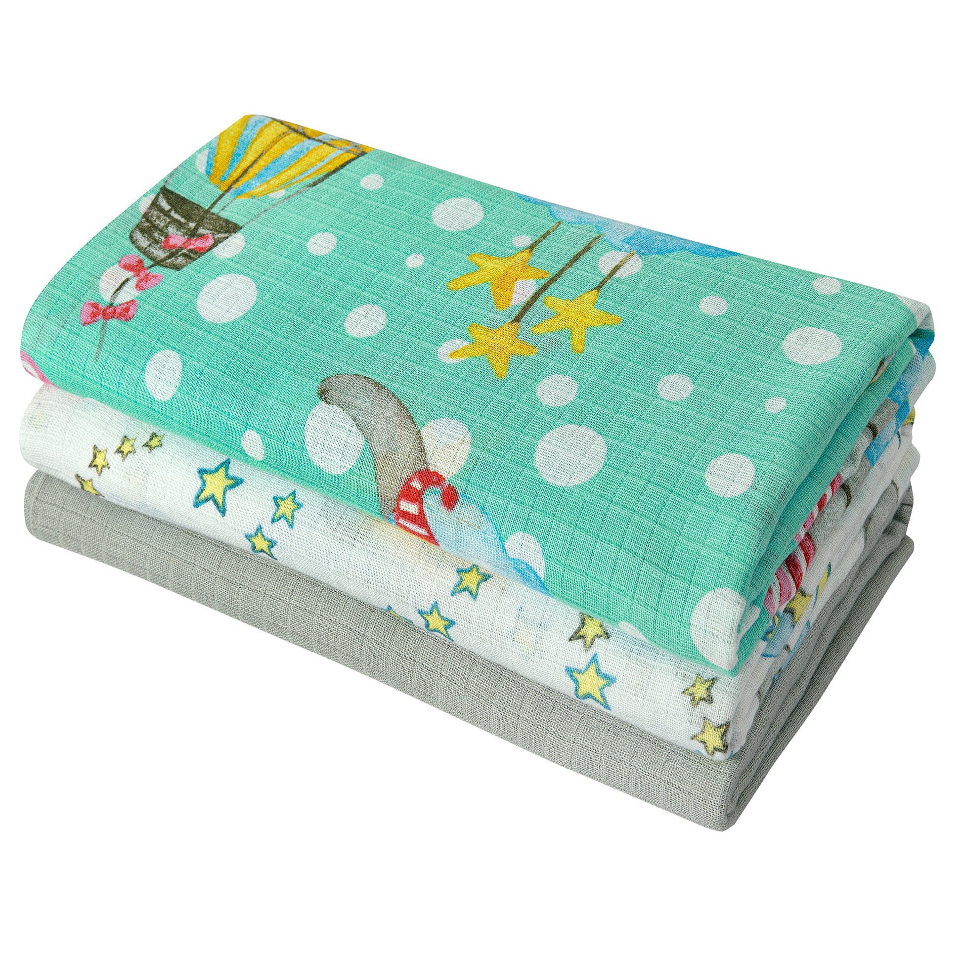 Muslin Swaddles - Pack of 3's - Dream World - Dreams & Dimples