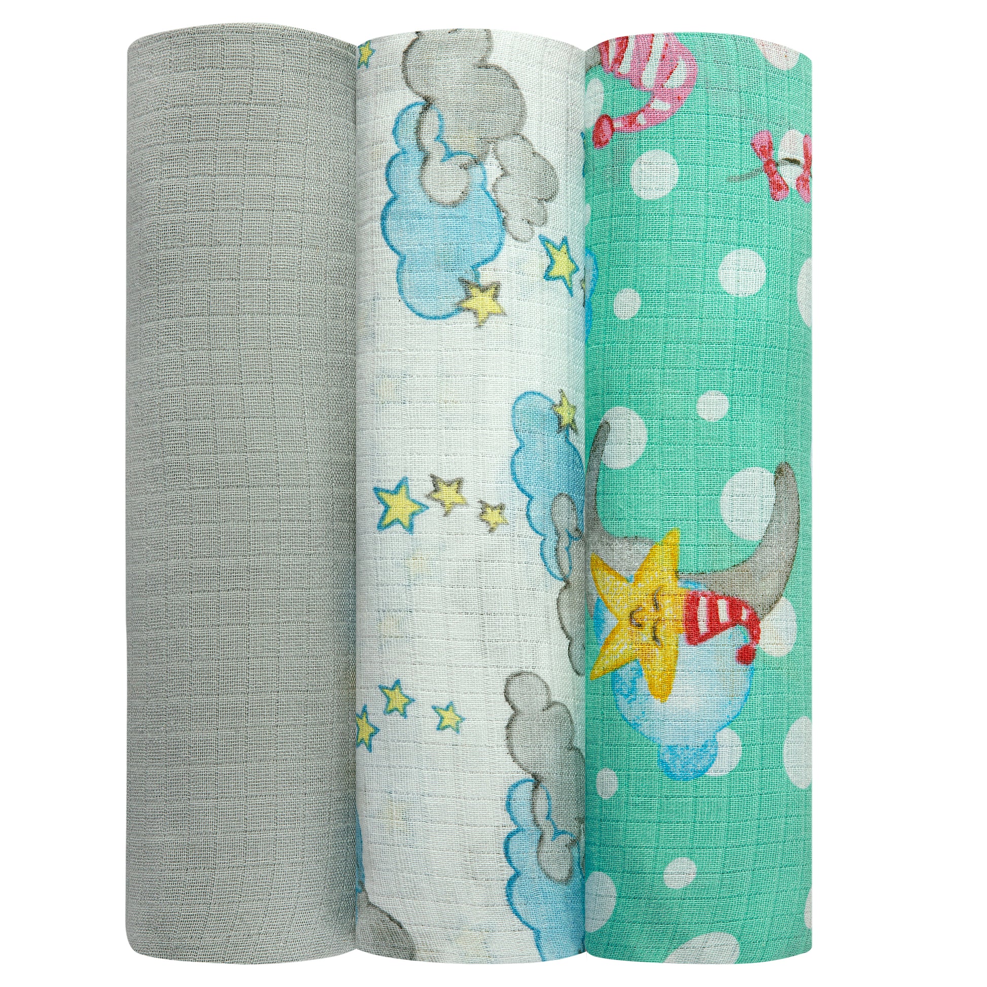 Muslin Swaddles - Pack of 3's - Dream World - Dreams & Dimples