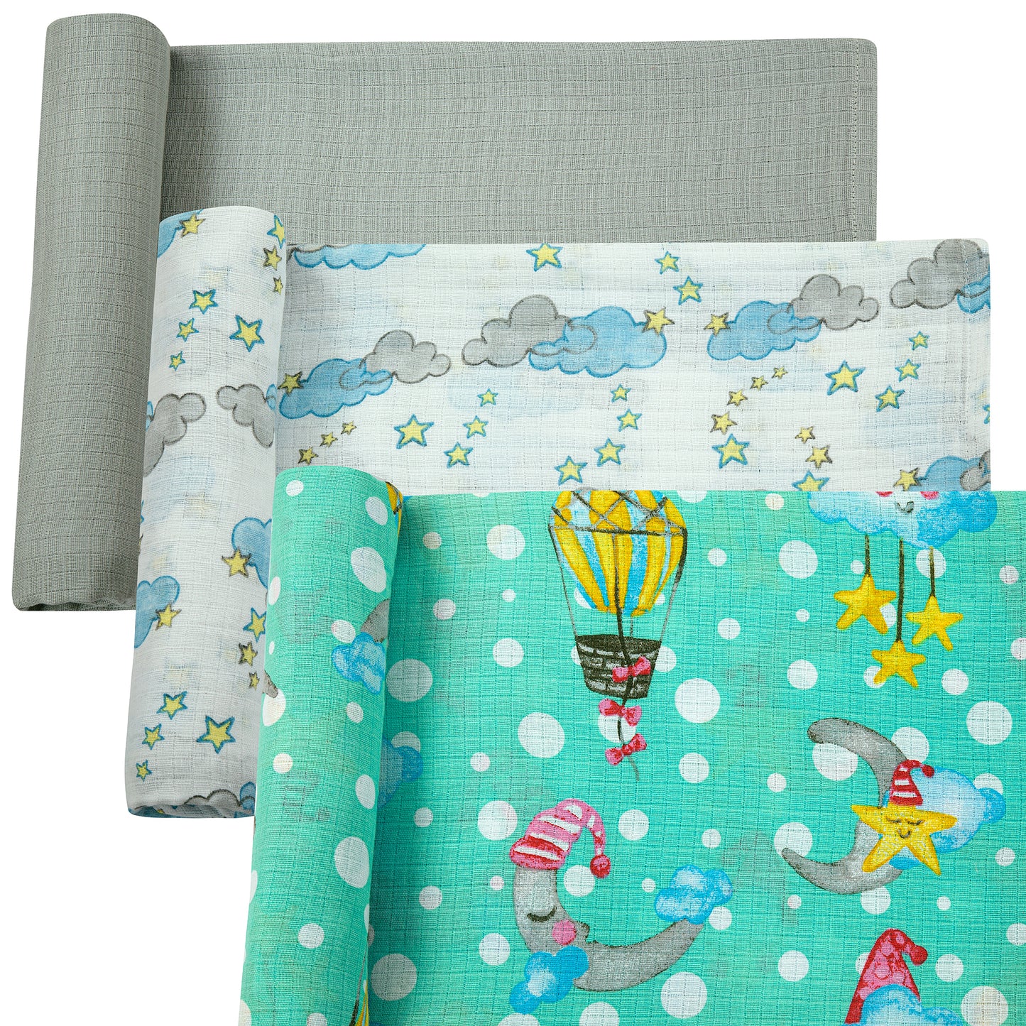 Muslin Swaddles - Pack of 3's - Dream World - Dreams & Dimples