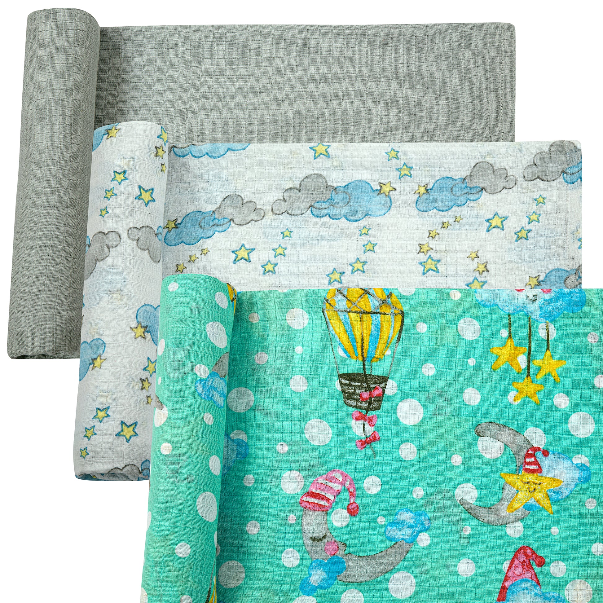 Muslin Swaddles - Pack of 3's - Dream World - Dreams & Dimples