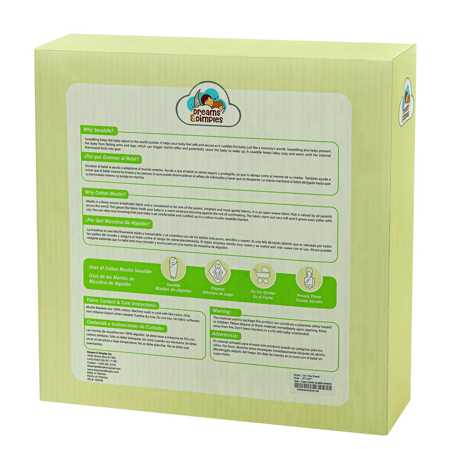 Muslin Swaddles - Pack of 3's - Dream World - Dreams & Dimples