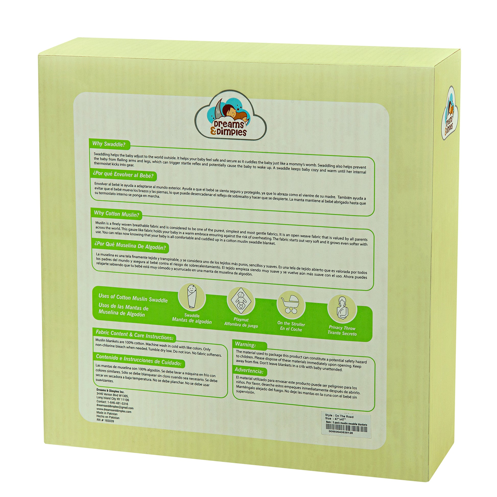 Muslin Swaddles - Pack of 3's - Dream World - Dreams & Dimples