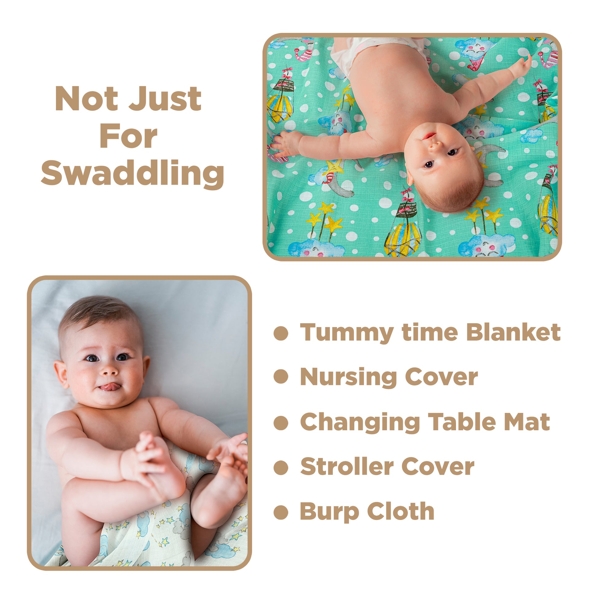 Muslin Swaddles - Pack of 3's - Dream World - Dreams & Dimples