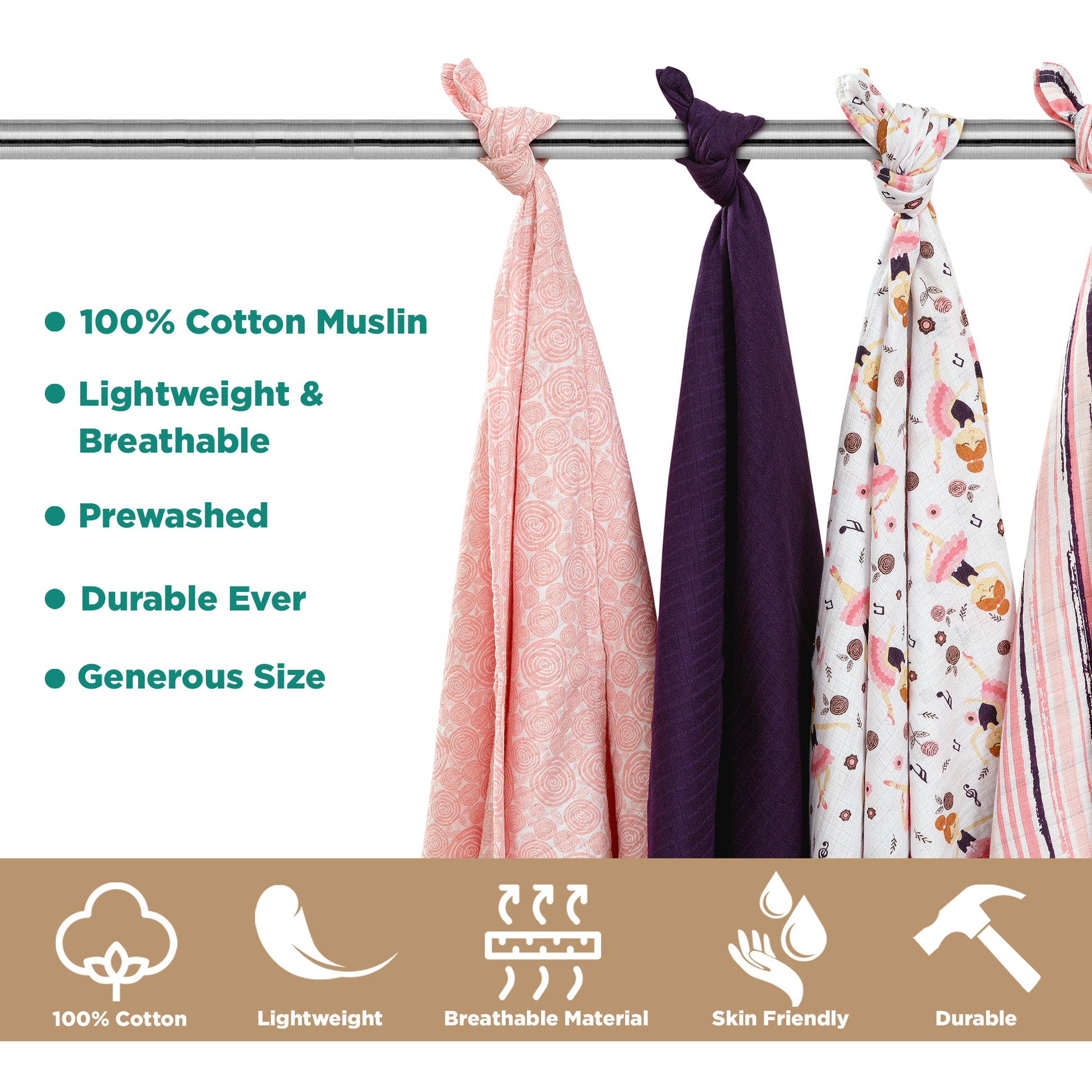 Muslin Swaddles - Pack of 4's - Love to Dance - Dreams & Dimples